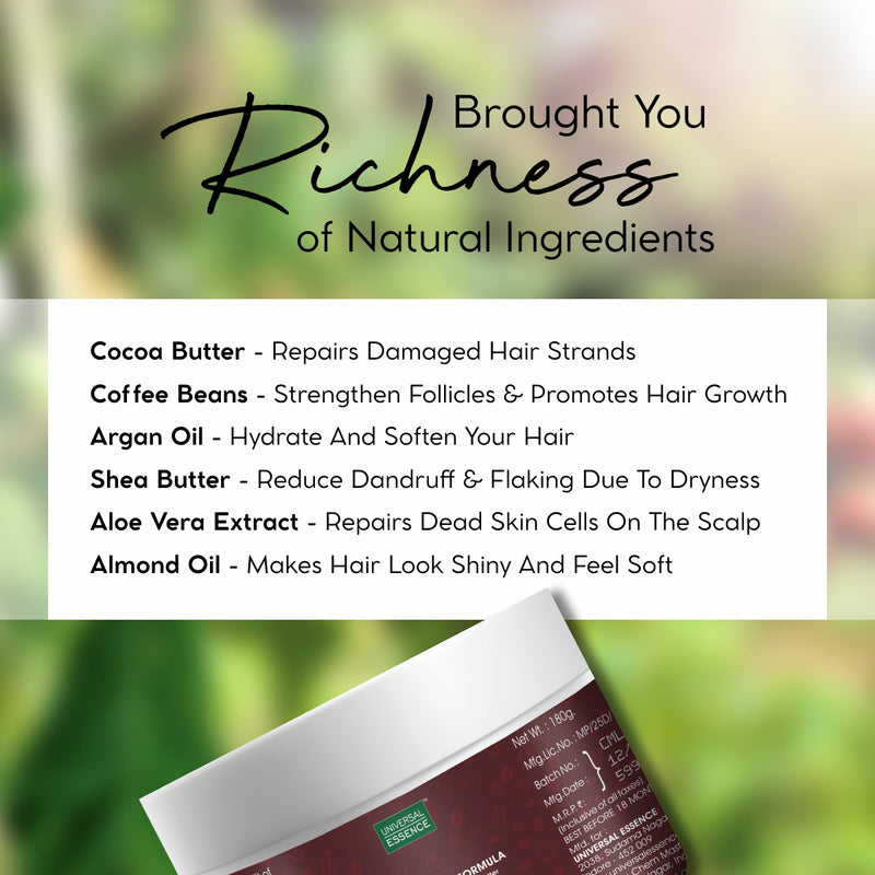 Coffee Caffeine Hair Mask for Hair, Extract of Argan Oil & Aloe Vera Paraben & Sulphate Free 180 gm