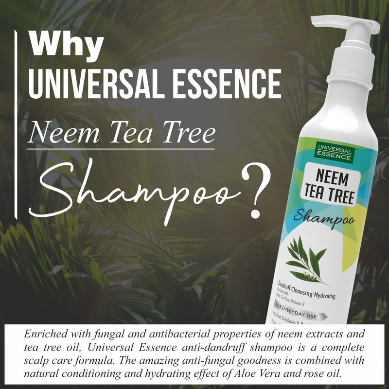 Neem & Tea Tree Shampoo With Vitamin E, Anti Dandruff Shampoo for Hair Fall Control, Sulphate & Paraben Free 250 ml